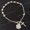 silver antique copper rosary bead make cross necklace center piece