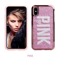 

For Apple XS X XR Popular Cloth Mobile Phone Case For Iphone XS Max Bling Glitter Love Pink Embroidery Electroplating PC TPU