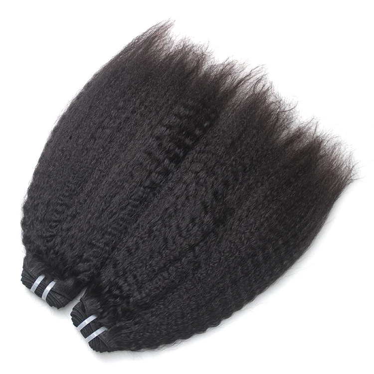 

Raw Unprocessed Virgin Afro Human Hair Weave Bundles Italian Yaki Kinky Straight Hair Weave, Natural color