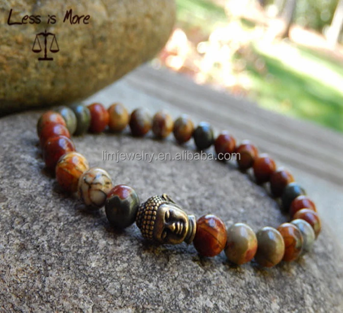 

8mm picasso stone Men's Tranquility Meditation Yoga Buddhist yoga Bracelet