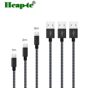 0.25m 1m 2m 3m 5V 2.1 Fast Charging  USB Cable Nylon Braid Data Charger Cable for iPhone 7 8 support 12