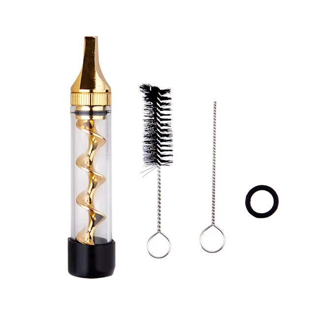 

Smoking Mini Twisty Glass Blunt Metal Tip With Cleaning Brush Tool Hot Sale Dry Herbal vaporizer, Gold;black;gun color;rose gold.......