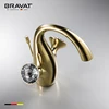 Sales Cold And Hot swan style golden basin faucet F14287G