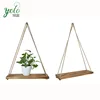 2 Pieces Rustic Hanging Distressed Wood Floating Shelves with Swing Rope