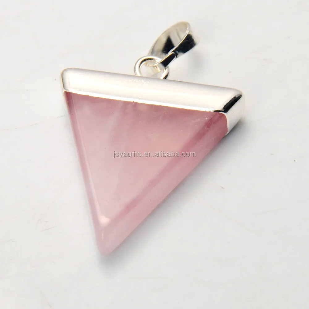 

Wholesale Natural Rose Quartz Stone Triangle Healing Chakra Pendant 2015 New Arrival Gemstone Gilding Pendant Jewelry