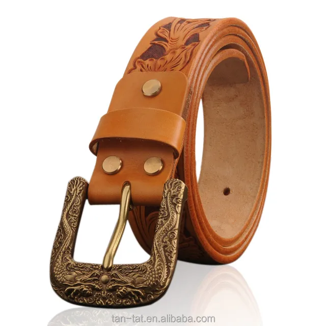 Cowhides Western Embossed Dragon Buckle Leather Belt For Men Buy