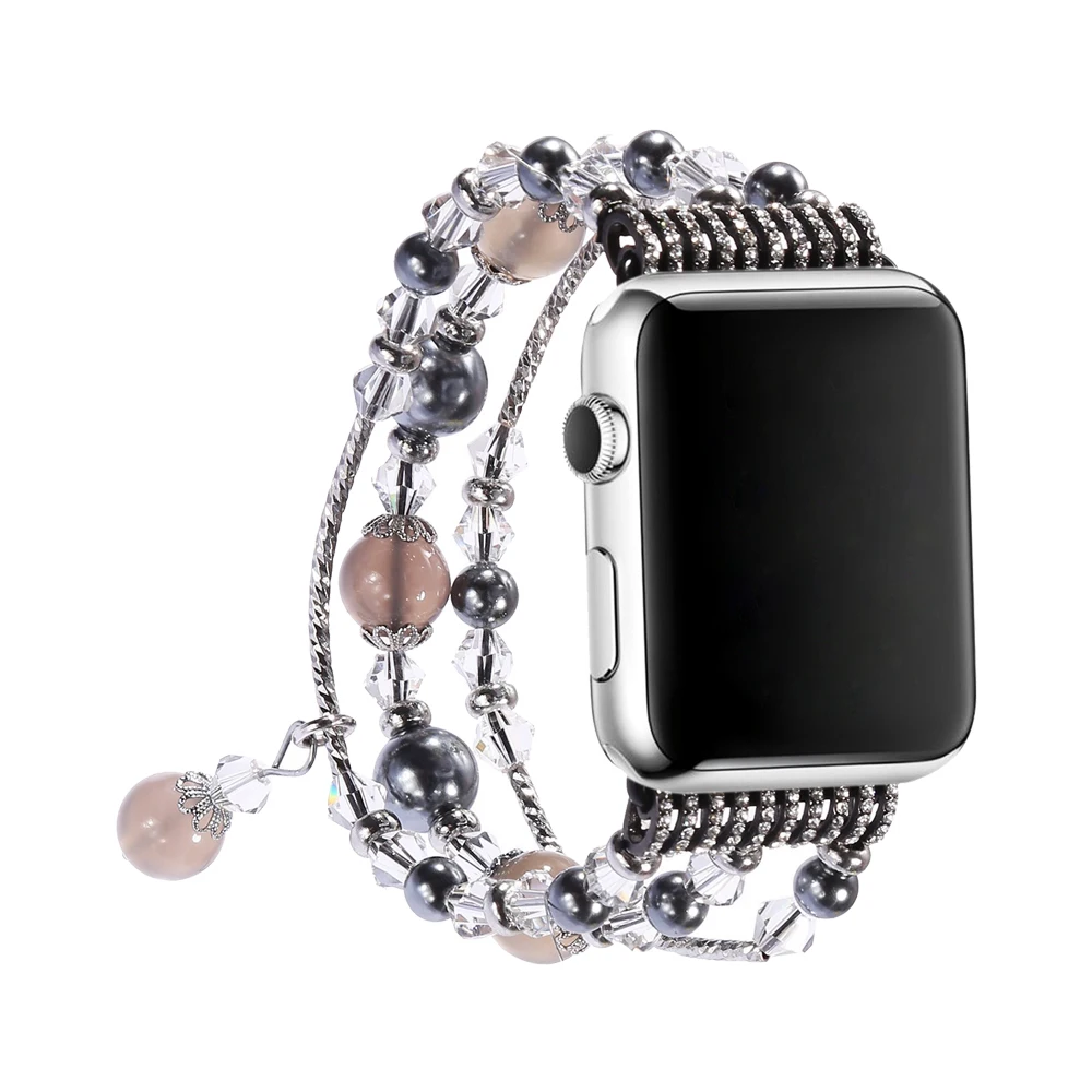 

Small MOQ Available women bracelet watch chain female jewelry Band for iPhone Apple Watch, Black,white and rose glod