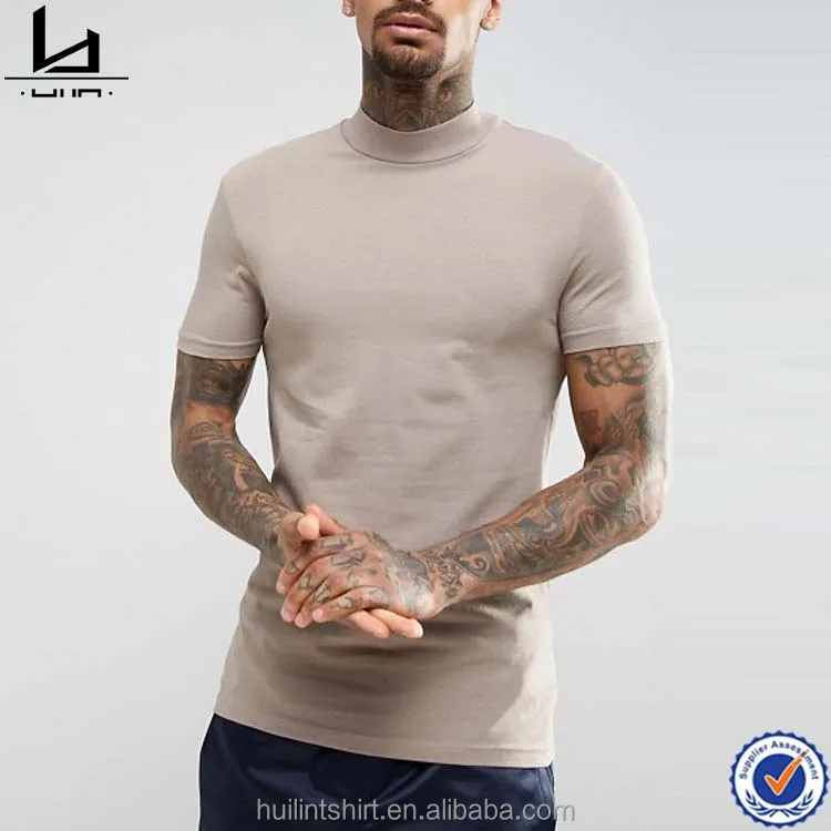 

Brand factory online shopping turtle neck 100 combed cotton t shirts