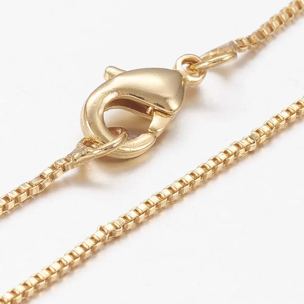 

PandaHall Brass Venice Chain Necklaces Making Box Chain with Lobster Claw Clasps Real Gold Plated 17.7"(45cm), Golden