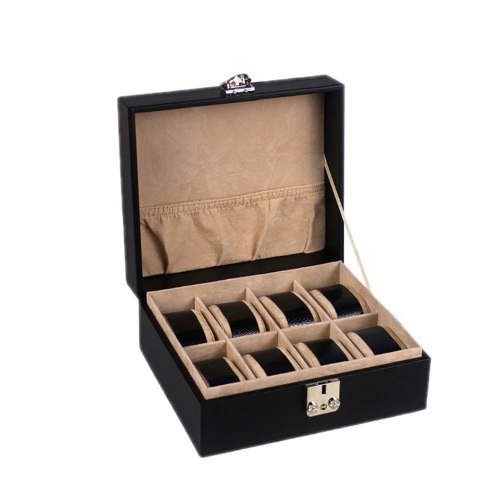 

private label oem luxury empty leather wooden storage 8 slot watch box