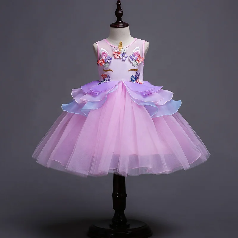 

Sleeveless Lace Embroidered Floral Girls Wave Wedding Party Birthday Dress, Red;pink;white