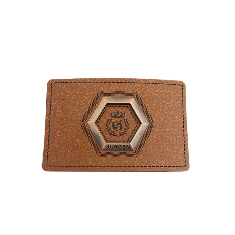 Custom pu leather patch label tags for clothing 