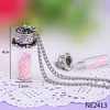 Promotion antique silver cap pink beads mini glass bottle pendant