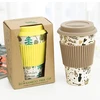 Creative custom spill proof eco friendly reusable bamboo fiber coffee cup