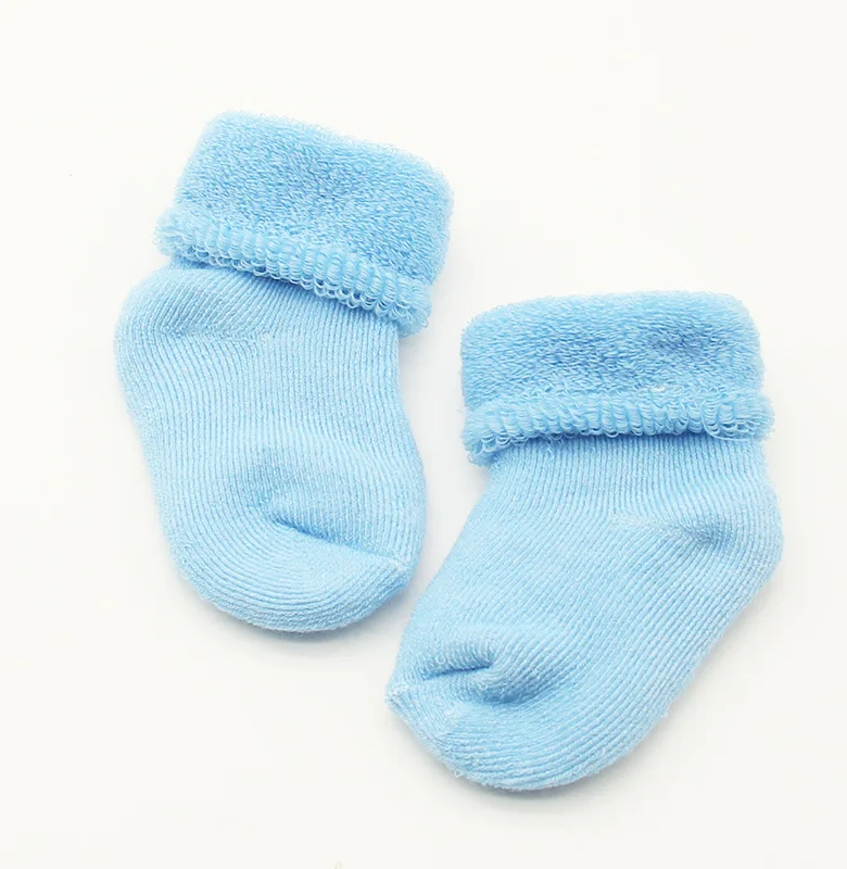 Winter Thick Warm Plain Colorful Terry Safe Baby Newborn Unisex Kids Socks