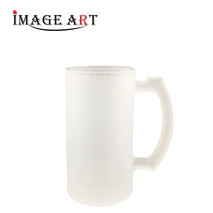 

High Quality 16oz Sublimation Glass Frosted Beer Mug with Handle