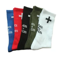 

spring fashion skateboard street hip hop places logo socks teen tube socks with cross 12-16 years