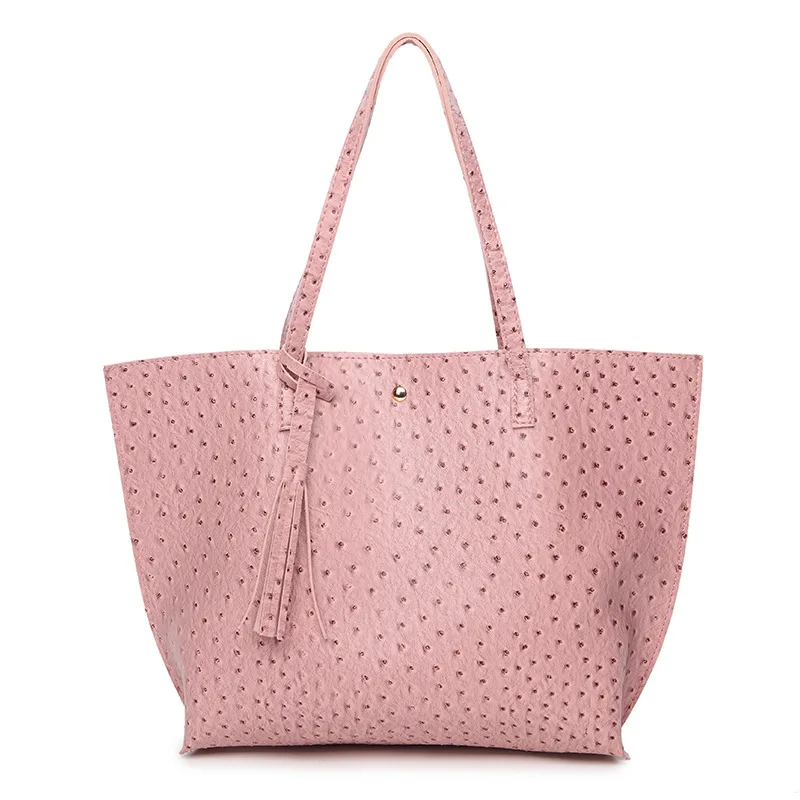 

Lady handbag 2021 purses and handbags shoulder bags tassels ostrich grain pu leather women tote bag, Wine red, purple, black, pink