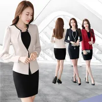 

3 Color Elegant Plus Size 3XL Professional Spring Fall Formal OL Styles Work Wear Suit Ladies Office Blazer Jackets Ctop Tops