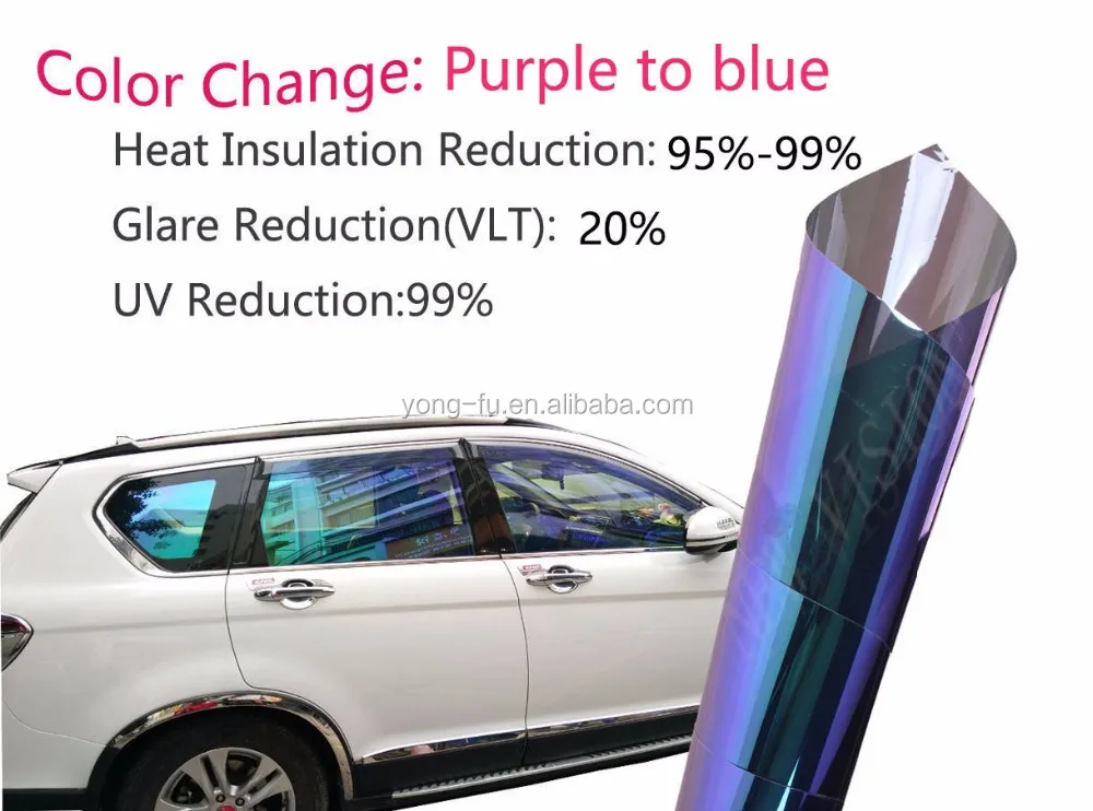 Purple To Blue Color Changing Window Film Vlt20 Car Solar Chameleon