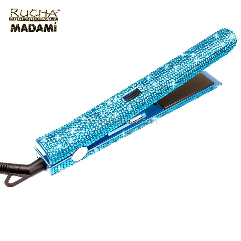 

High quality gorgeous wholesale diamond 470 crystal rhinestone flat iron hair straightener with bling, Rose gold;peacock blue;white crystal