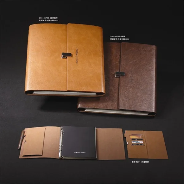 

custom logo pu leather hard cover A5 A4 notebook