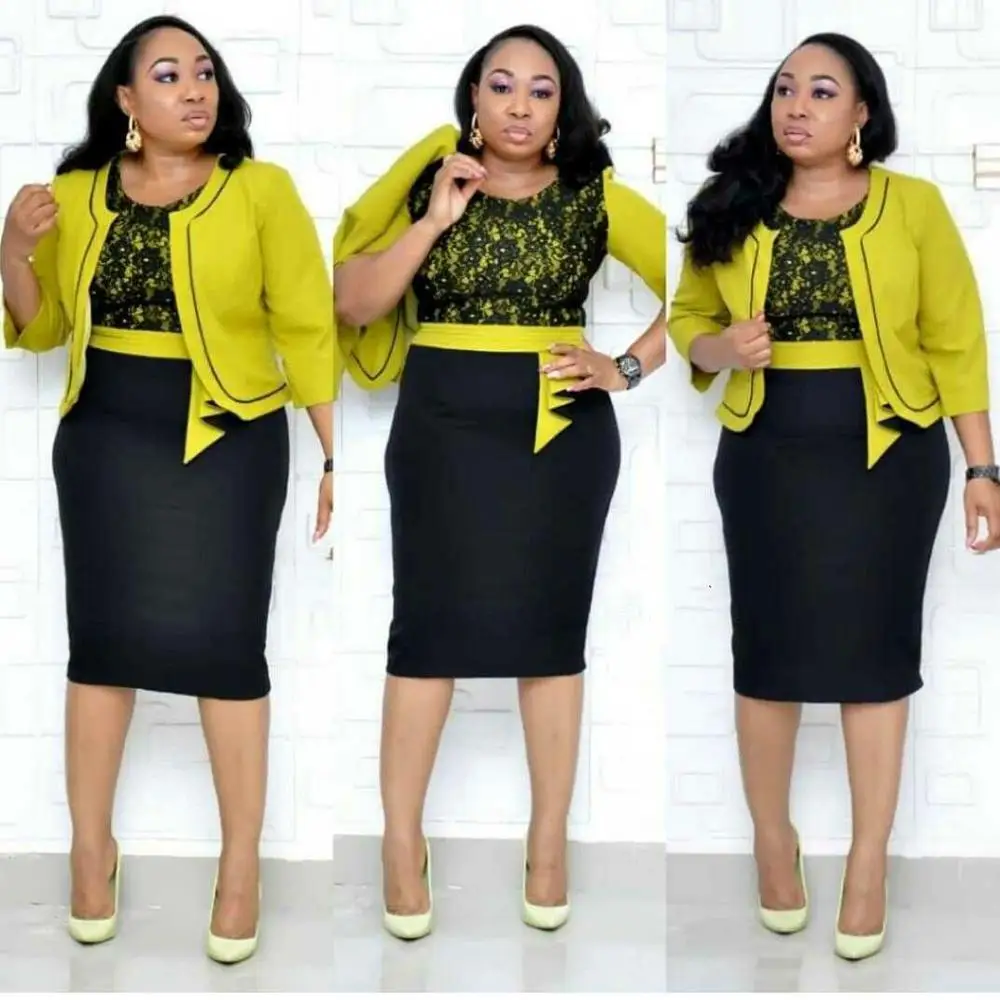 

XL1354 African Style 2 Piece Suits Plus Size Dress With Jackets For Office Lady