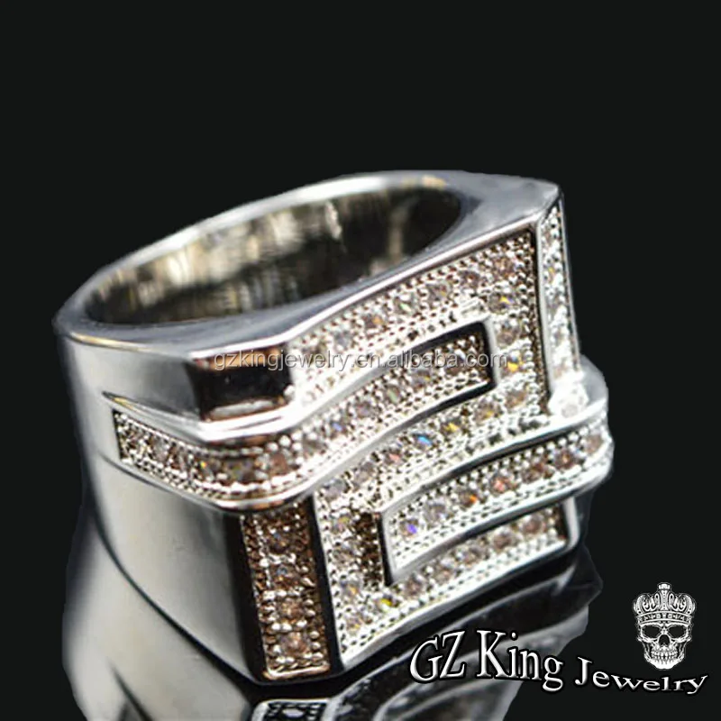 Hip hop Men's jewelry fashion silver 925 rings iced out zirconia male rings