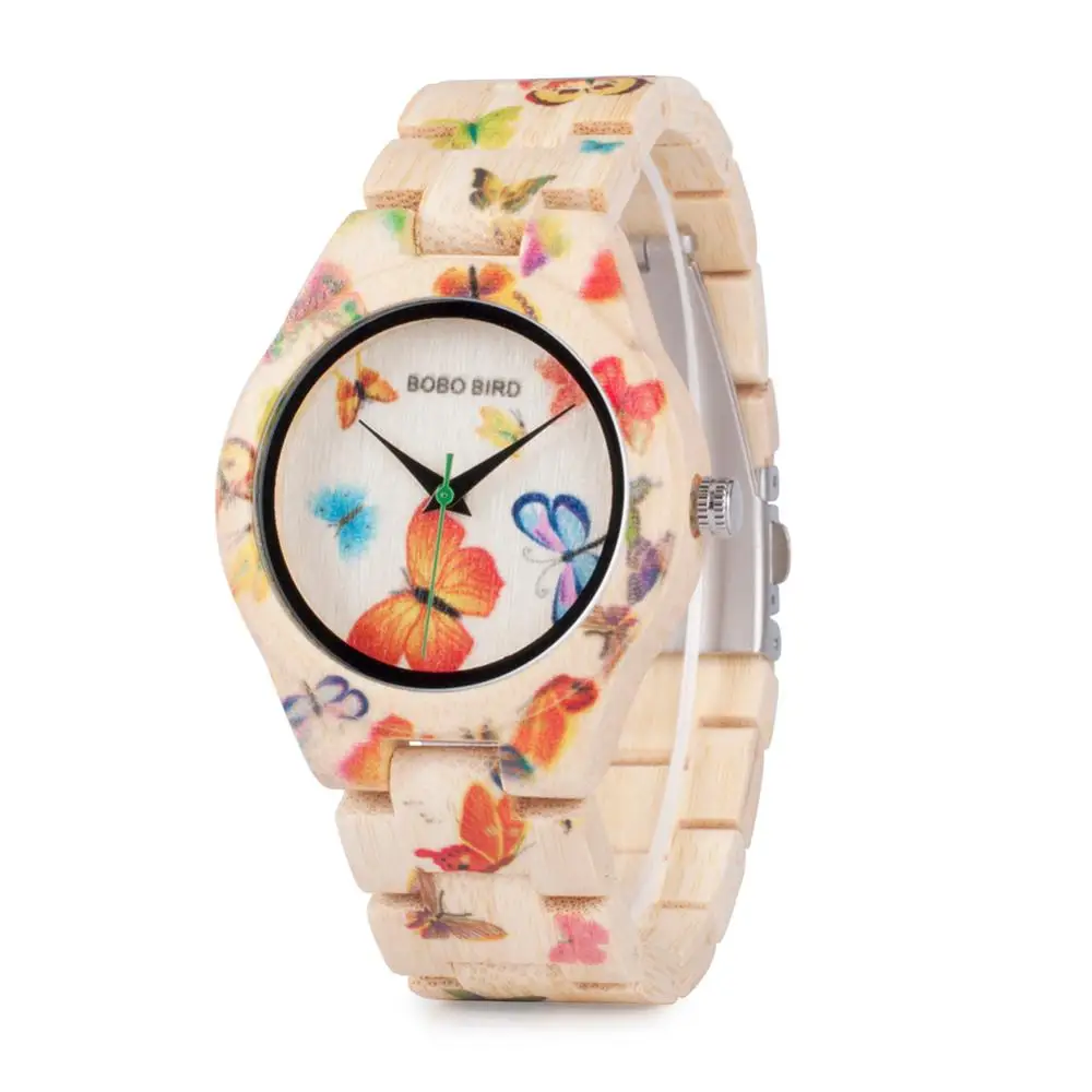

BOBO BIRD simple bamboo womens Wood Watch with for Ladies
