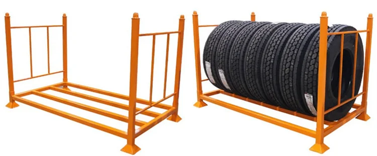用于仓库的二手金属便携式防污器可堆叠存储轮胎支架