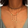 Hot Sale Night Club Jewelry Punk Big Statement Multilayer Metal Chain Tassel Pendant Necklace Cute Star Gold Necklace