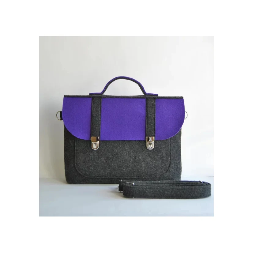China Supplier Pure Color Felt messenger handbags for men vintage school business man removable strap laptop briefcases man