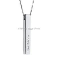 

custom high quality women jewelry necklace popular 3D bar pendant necklace