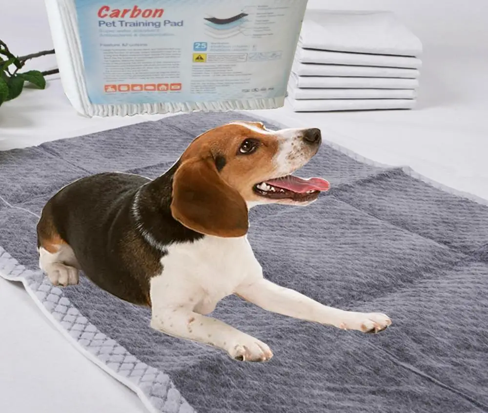 

25 pack disposable activated charcoal carbon fiber black pet dog pee pad white back film, N/a