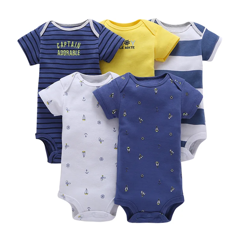 

Wholesale Newborn Baby Clothes Short Sleeves Baby Cotton Romper Set, Mix color