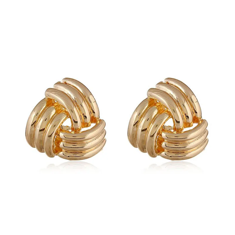 

Euro American fashionable round metal crown ear nail personality geometric metal stud earrings, Gold,sliver