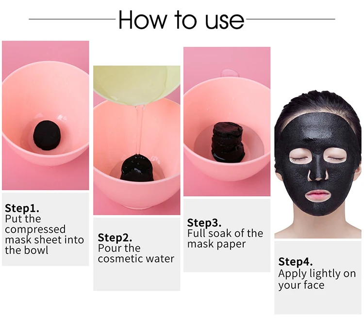 Wholesale Beauty Face Mask Sheet Black Color Bamboo Charcoal Diy