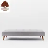 Solid oak birch wood modern frame linen fabric bench sale