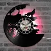 Preciser Wolf Vinyl Record Wall Clock Hollow Hanging Clock Black Classic Handmade Clock