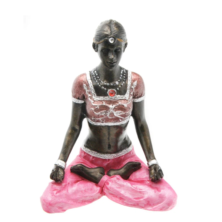 Indoor Sculpture Metal Yoga Statue Antique Yoga Pose Bronze Girl