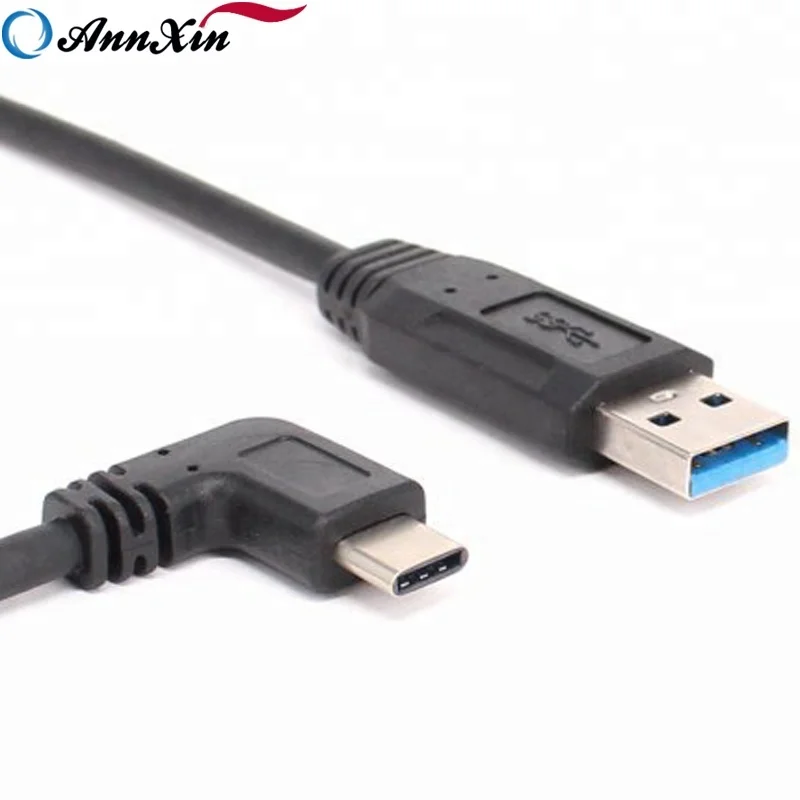 

Right Angle USB 3.1 Type C Male to USB 3.0 Type A Male Sync and Charging Connector Cable 10Gbps, Black