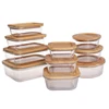 Environment- friendly Bamboo wooden lids 9 pack glass kitchen food storage containers