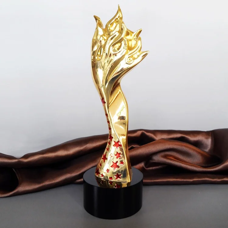 Cheap Customized Engraving Crystal Trophy Flame Metal Cup Crystal