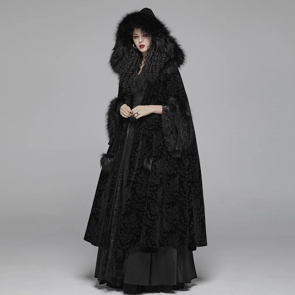 Punkrave Women Clothing Wy-1038dpf Gothic Gorgeous Winter Hooded Black Long  Cloak - Buy Steampunk Coat,Women Long Cloak,Pretty Woman Clothing Product  