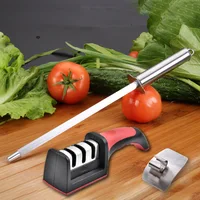 

Amazon easy manual kitchen knife sharpener non-slip rubber knife grinder, professional 3 stage kitchen knife sharpening stone