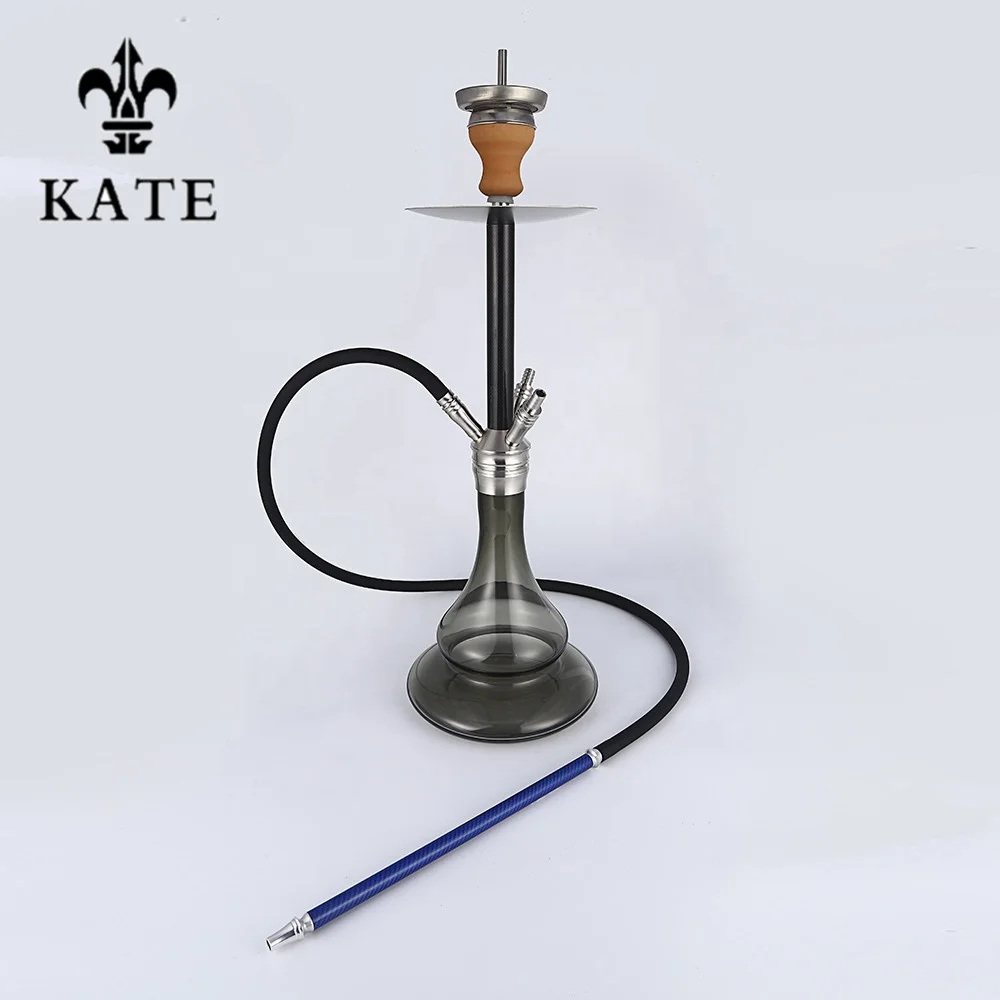 

HB-S108B Silver Gray Carbon Fiber Material Stainless Steel Shisha Hookah with Three Air Valves