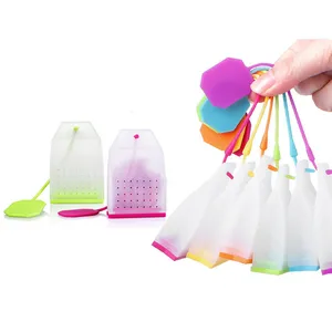Image of Silicone Reusable Tea Bag Candy Silicone Tea Infuser Strainer Set - Genuine Premium Loose Leaf Infuser Set In Bright Colors