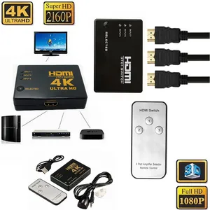 4K 1080p Full Ultra HD 3 Port HDMI Switch Switcher 3 IN 1 OUT Hub with IR Remote Control Splitter Box For HDTV PS4 DVD