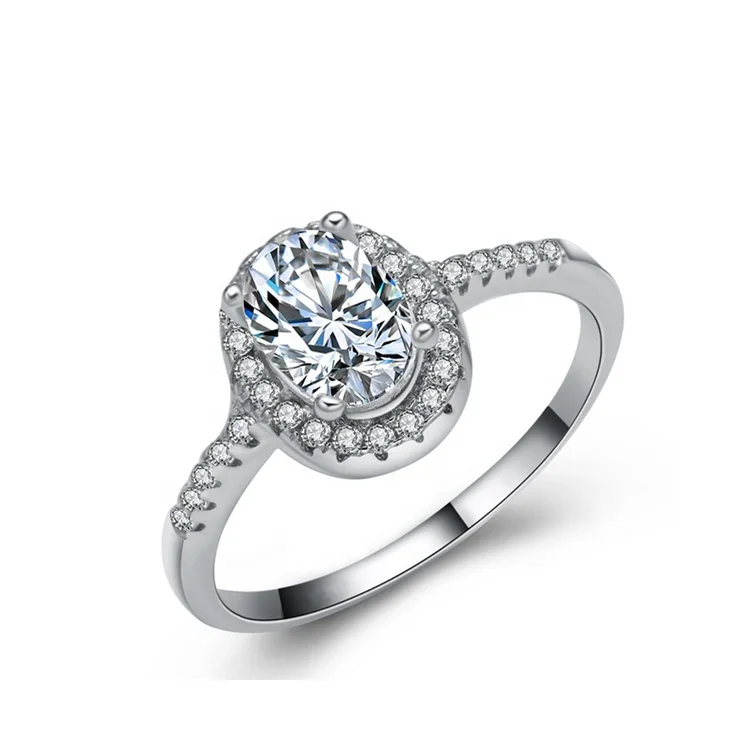 

Custom Engagement Ring Wedding 18k White Gold Oval Moissanite Ring