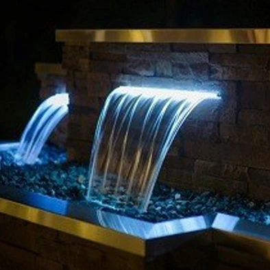 

Outdoor Indoor Water Feature Artificial Waterfall Blade Cascade For Pond Pool, Silver/golden